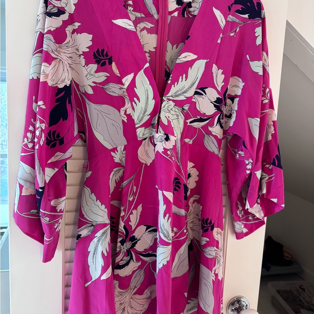 🔥 FLASH SALE - Yumi Kim Boho Silk Floral Pink Kimono Dress - XS - Resort Wear